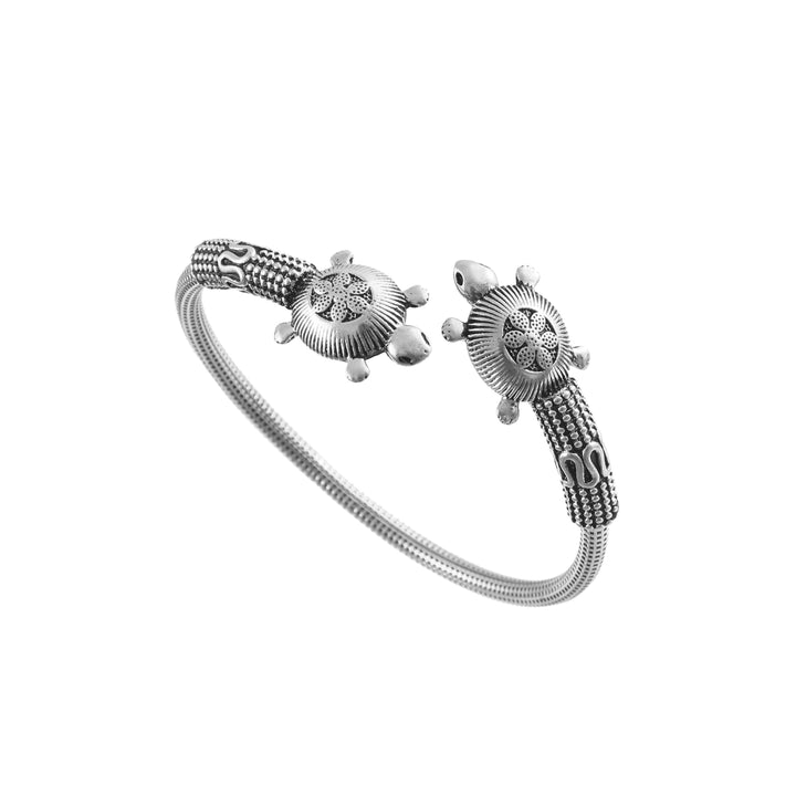 Silver Oxidized Turtle Twister Bangle