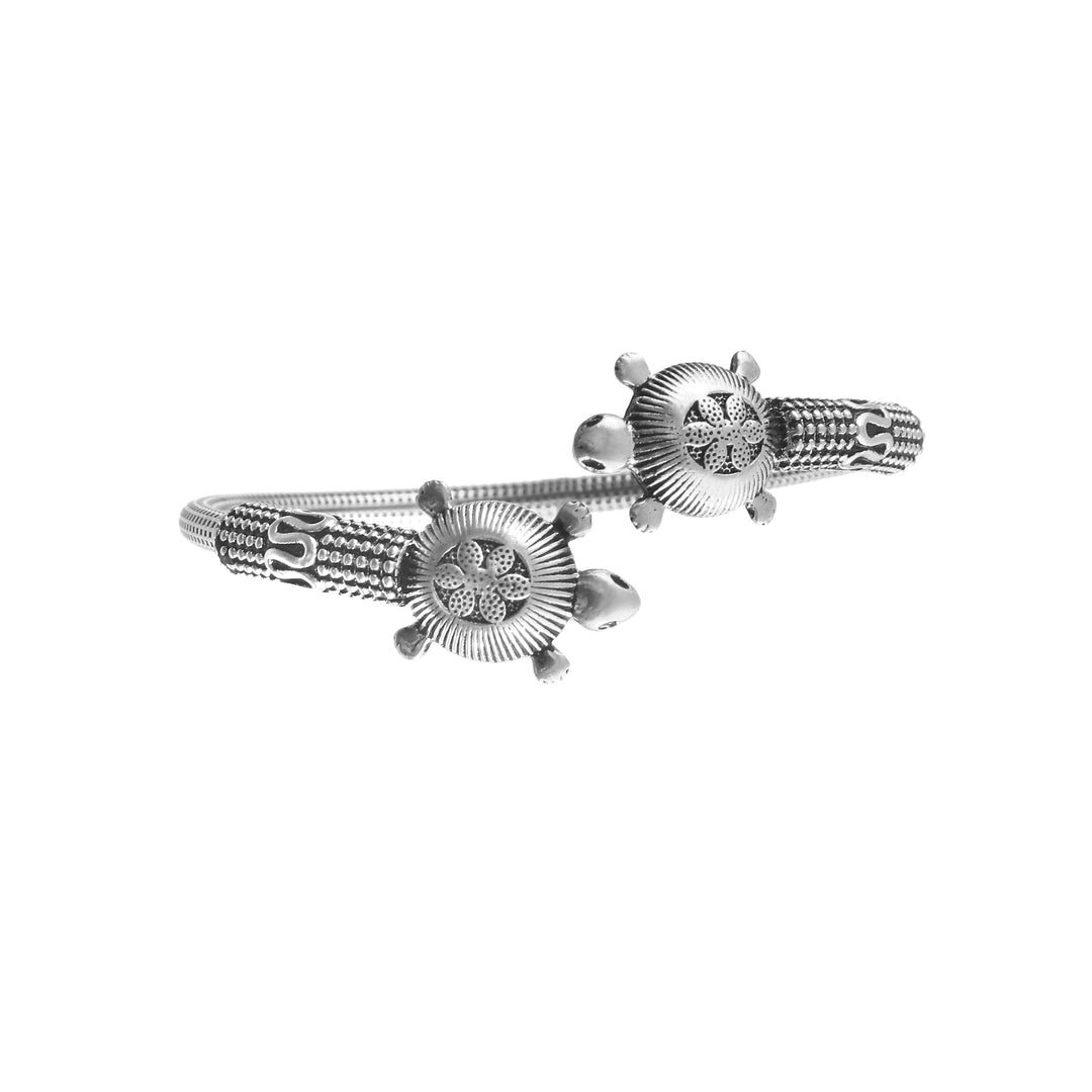 Silver Oxidized Turtle Twister Bangle