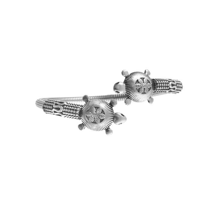 Silver Oxidized Turtle Twister Bangle