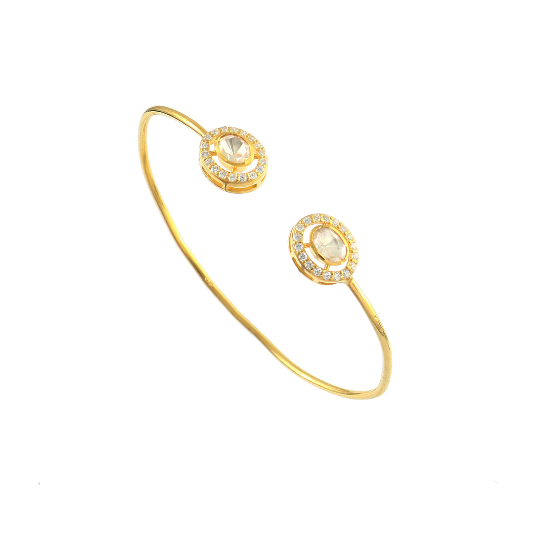 Beautiful Gold-Plated Silver Moissanite Bangle