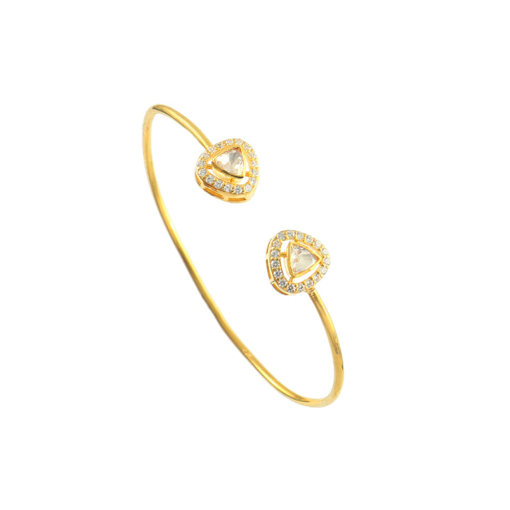 Beautiful Gold-Plated Silver Moissanite Bangle in Triangle Shape