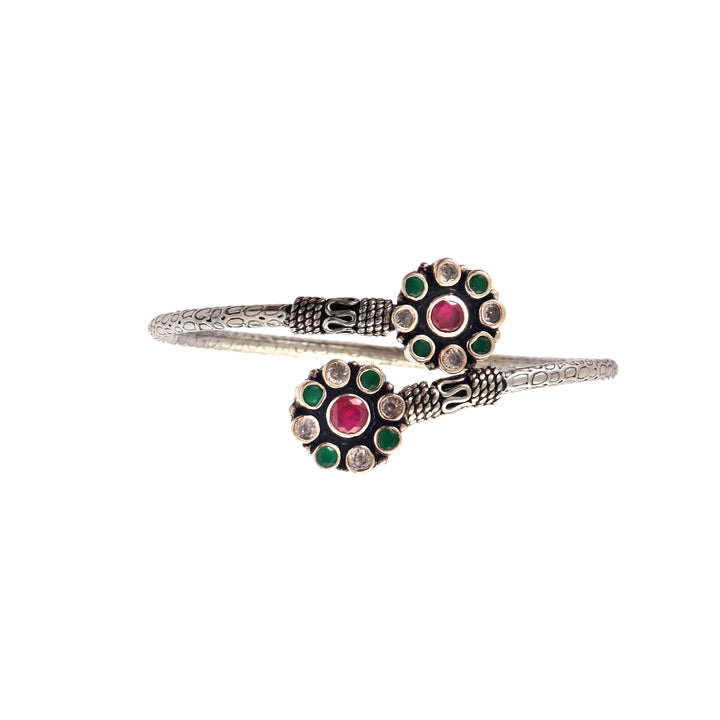 Beautiful Silver Floral Twister Bangle