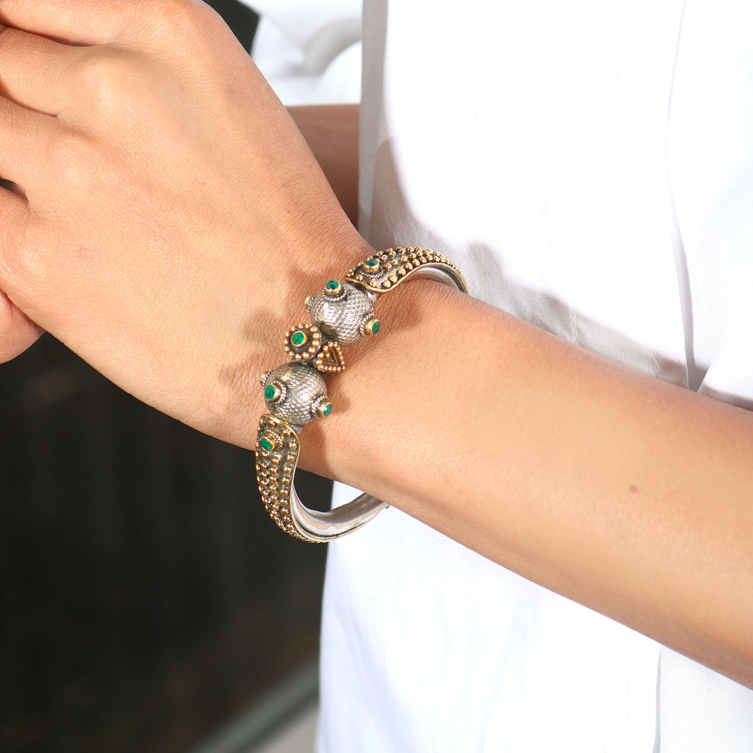 Silver Oxidized Statement Openable Bangle