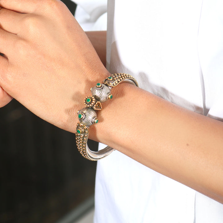 Silver Oxidized Statement Openable Bangle