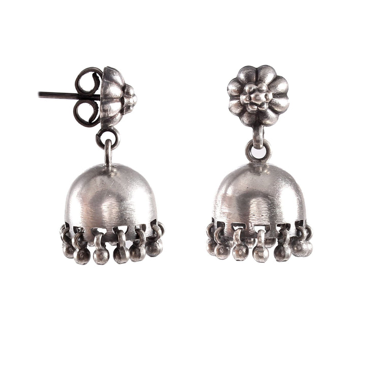 Silver Floral Design Stud Jhumki
