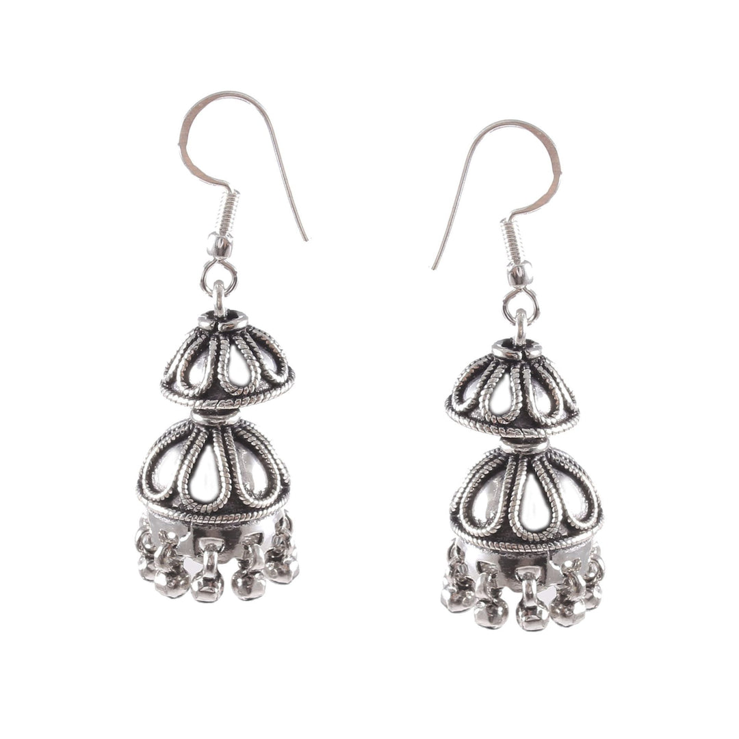 Silver Teardrop, Double Layer Drop Earrings