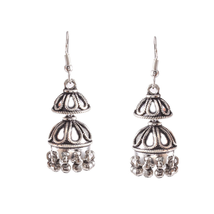 Silver Teardrop, Double Layer Drop Earrings