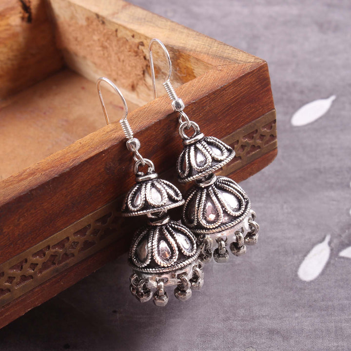 Silver Teardrop, Double Layer Drop Earrings