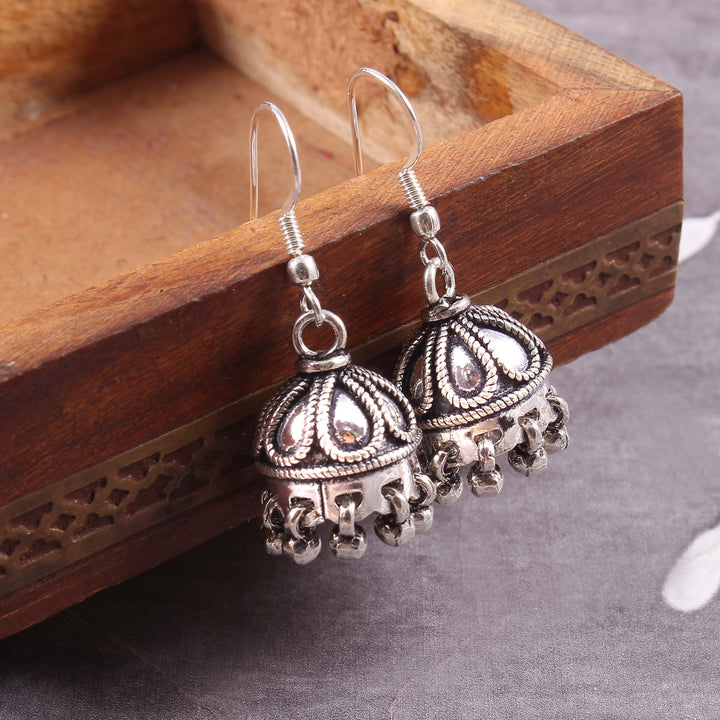 Silver Tear-Drop Design Drop Earrings