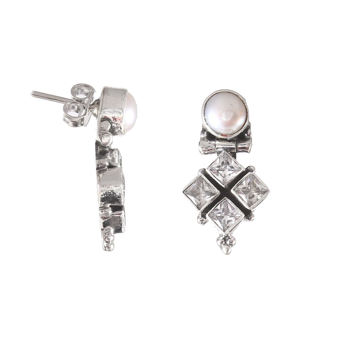 Beautiful Pearl & Zircon Stone Ear Studs