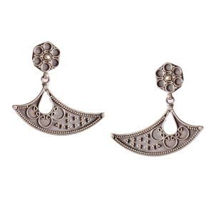 Silver Unique Rawa Work Stud Earrings