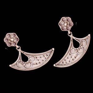 Silver Unique Rawa Work Stud Earrings