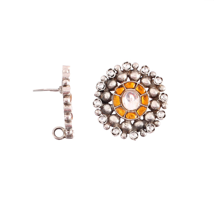 Silver Floral Adorable Rawa Stud Earrings