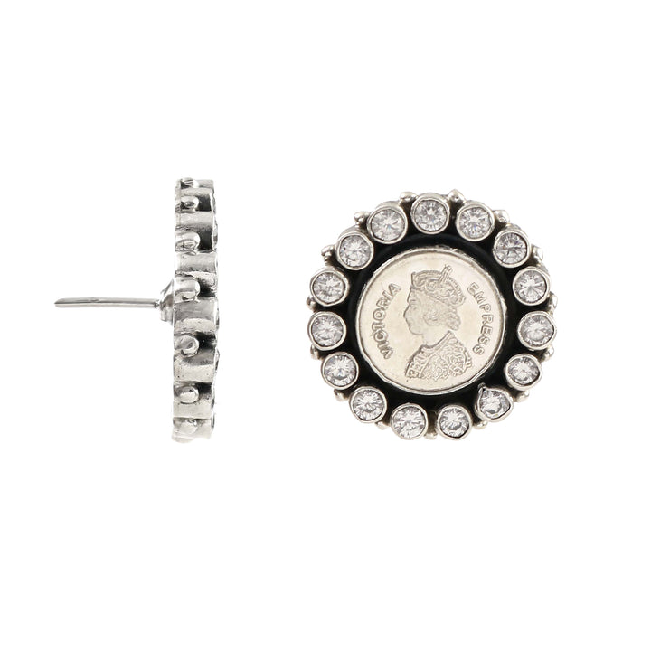 Silver Victoria Empress Coin Stud Earrings
