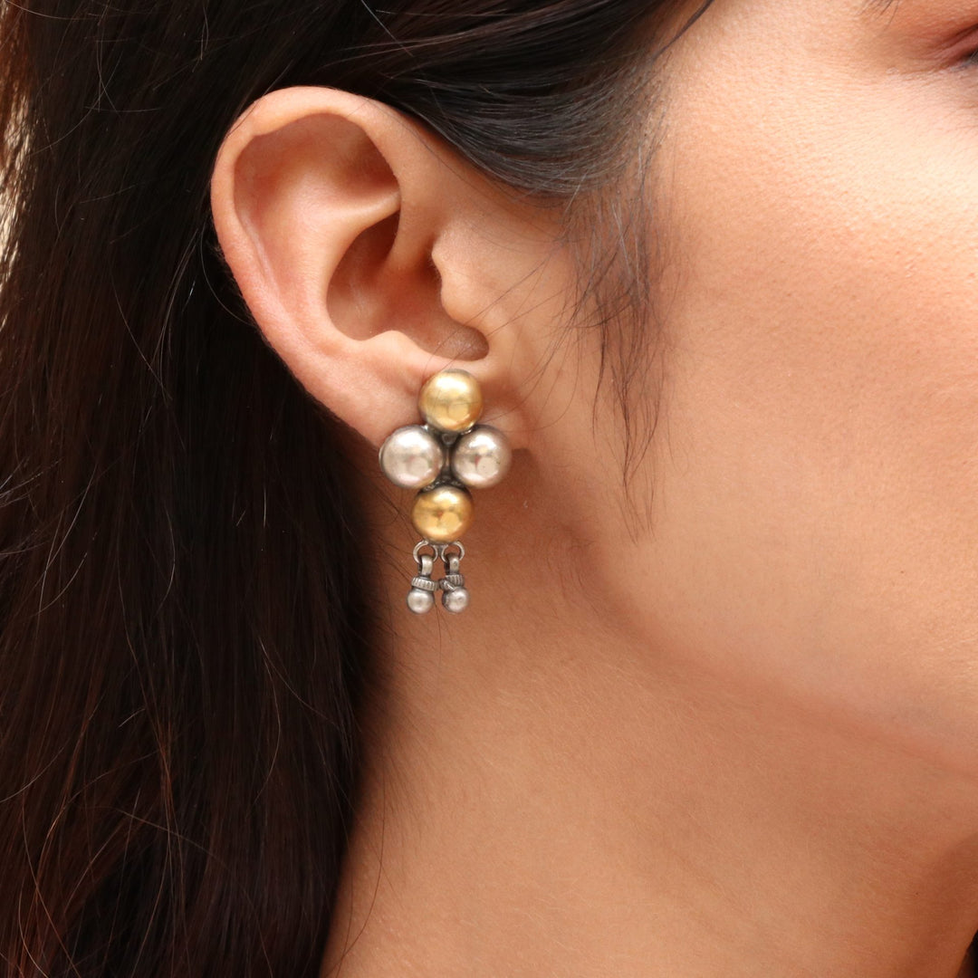Gold Plated Silver, Dual Tone Ear Studs