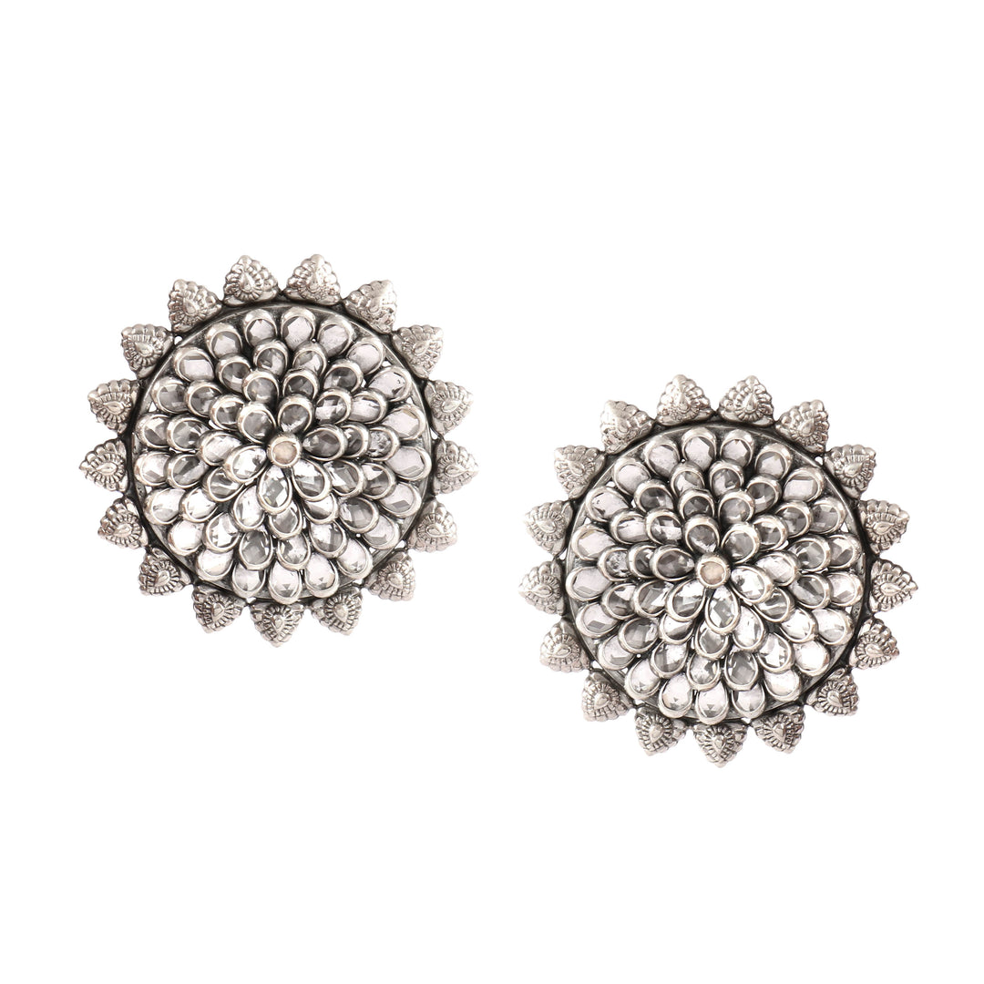 Silver Adorable Floral Stud Earrings