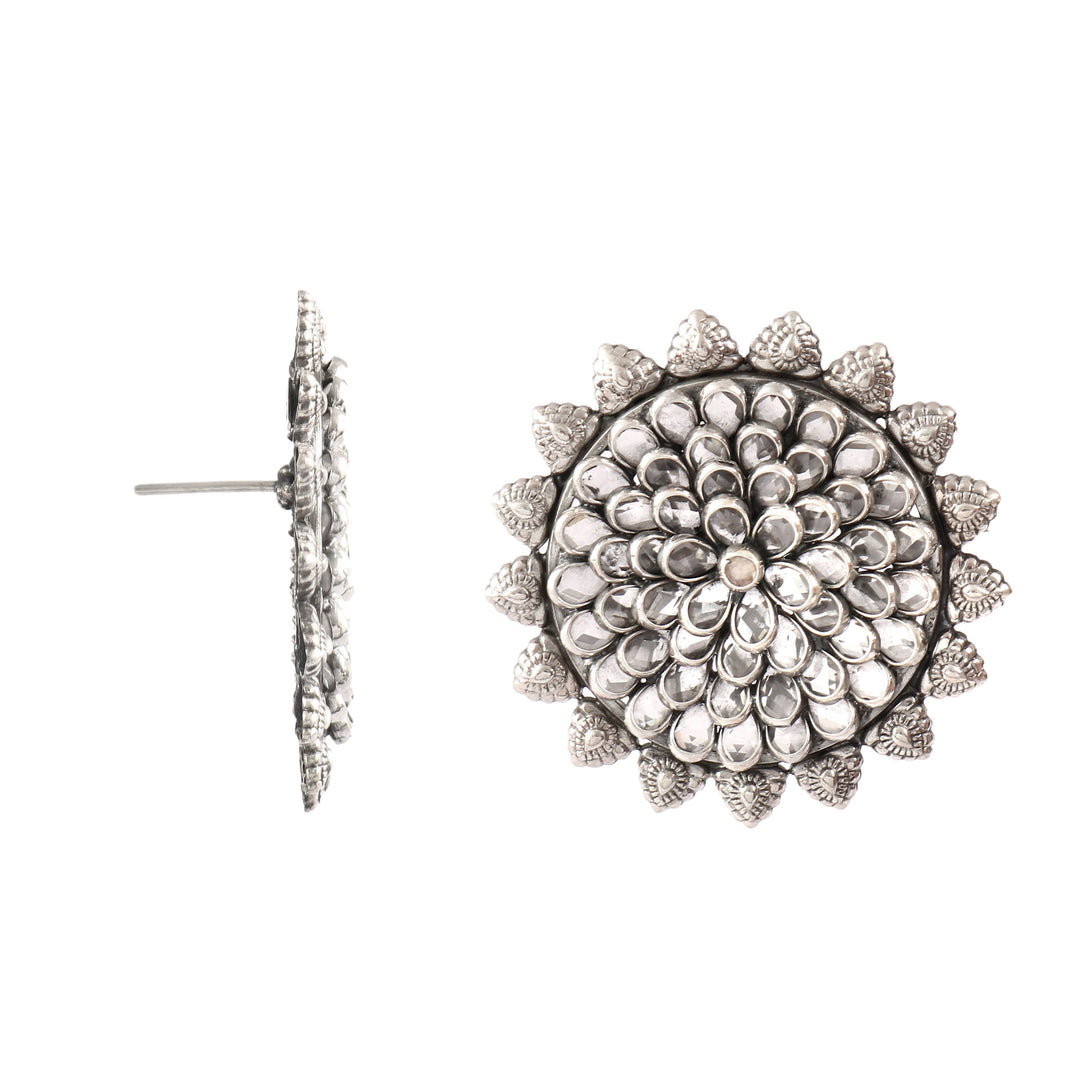 Silver Adorable Floral Stud Earrings