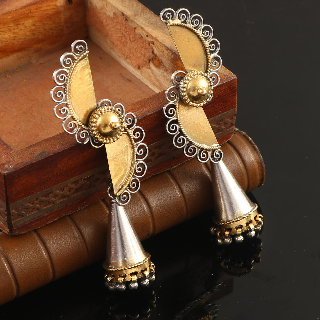 Gold Plated Silver Antique Stud Jhumki