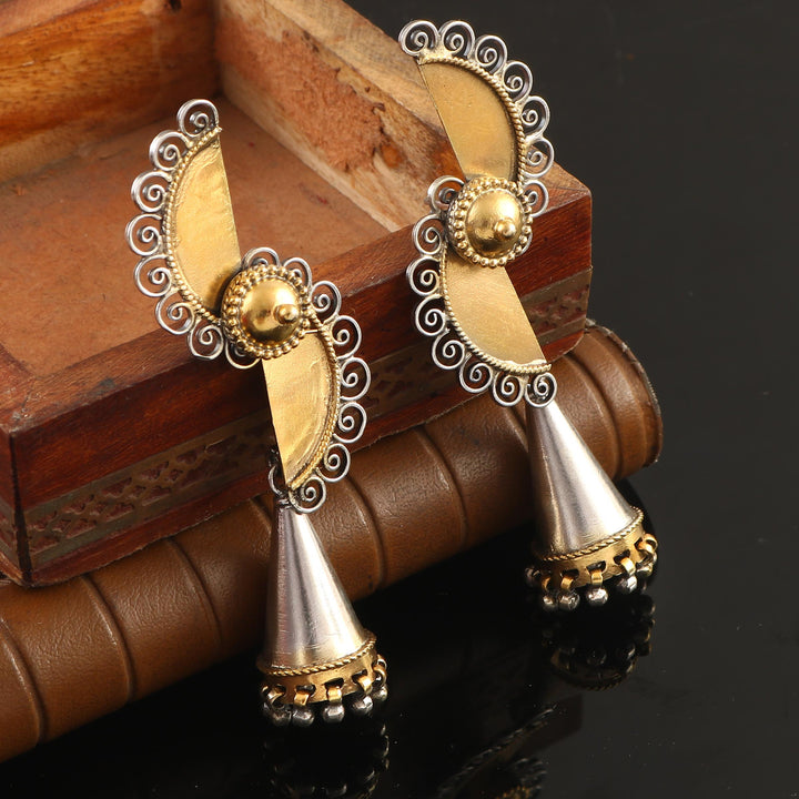 Gold Plated Silver Antique Stud Jhumki
