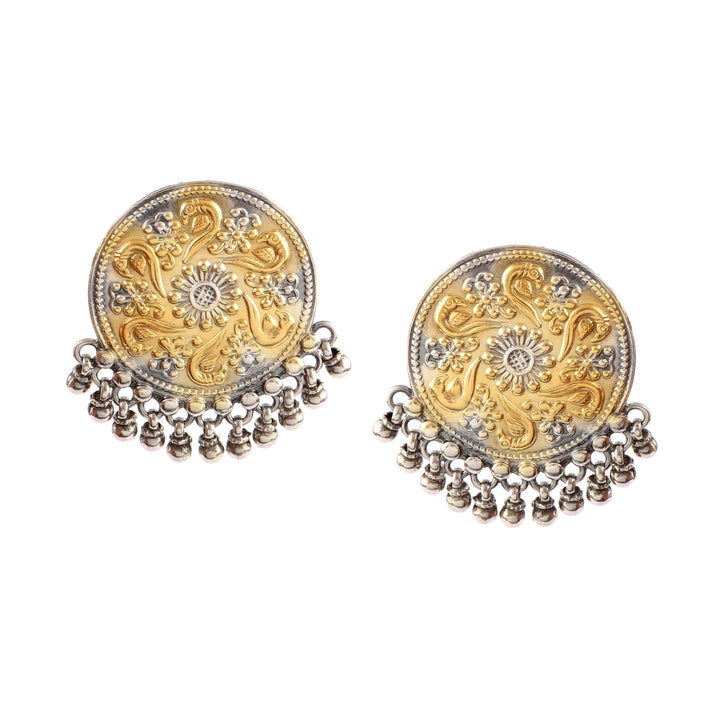 Gold Plated Silver Floral Ghungroo Ear Studs
