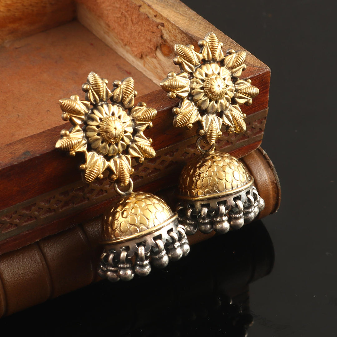 Gold Plated Silver Floral Jhumki