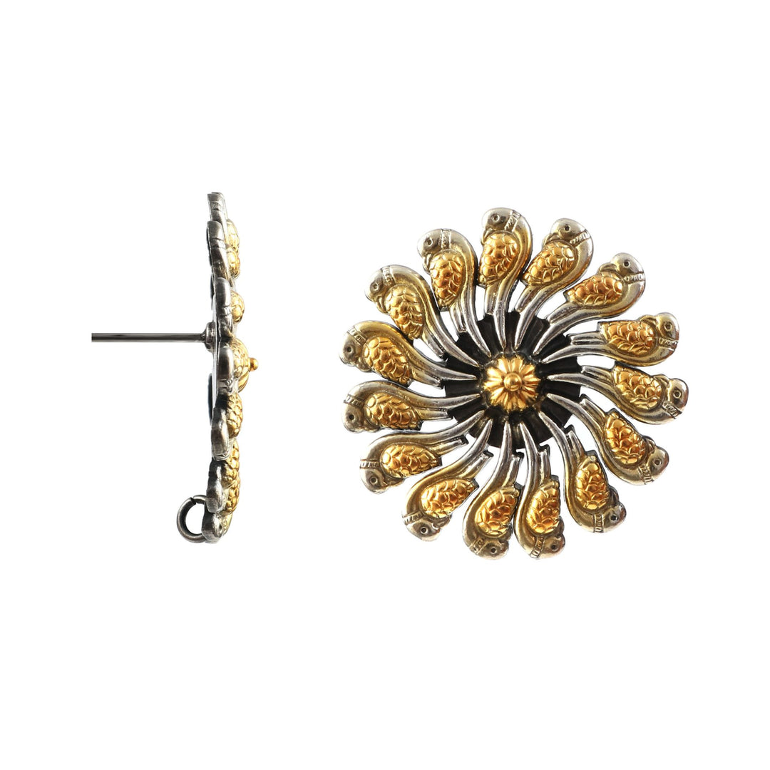 Parrot Sun-Floral Gold-Plated Ear Studs