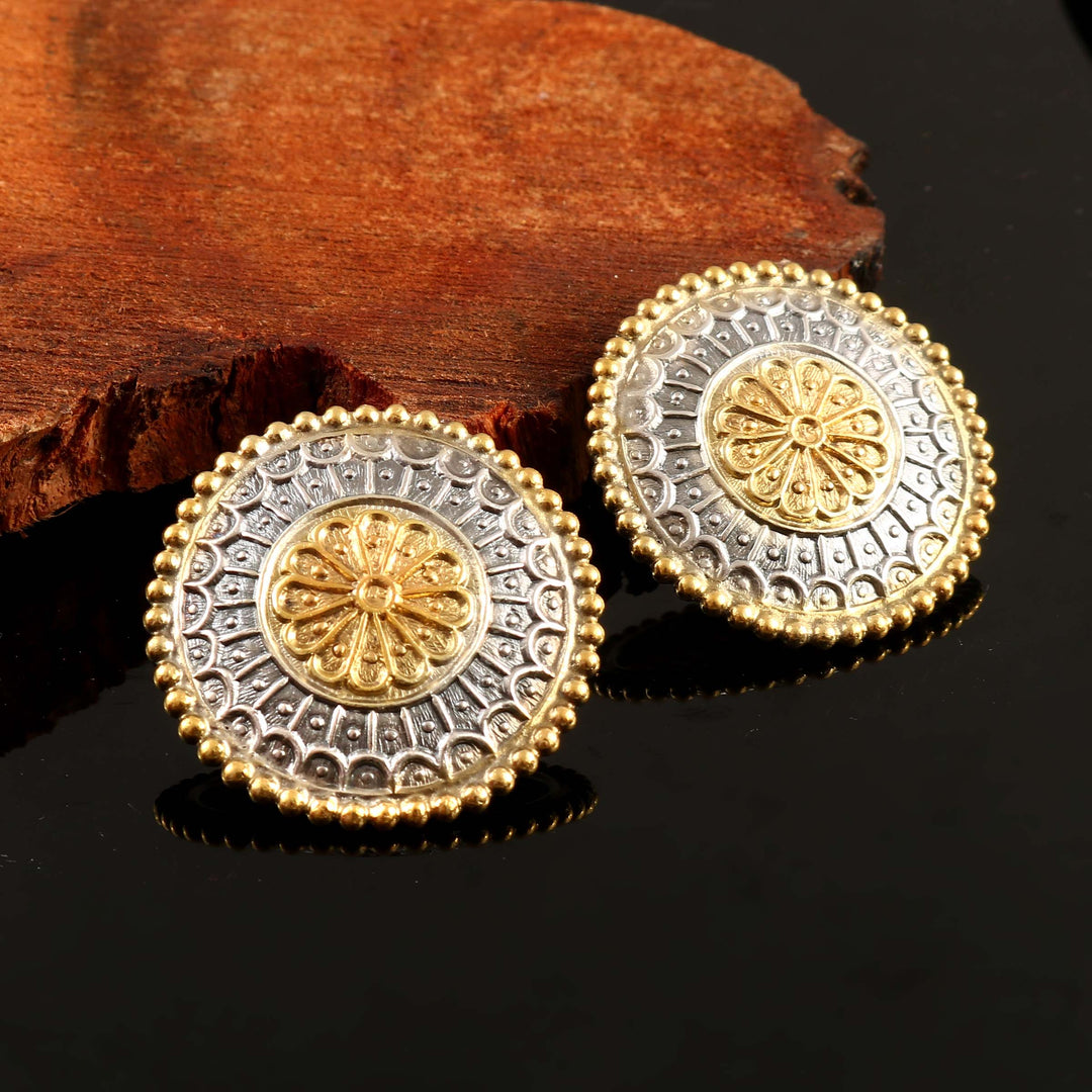 Gold Plated Silver Floral Ear Studs