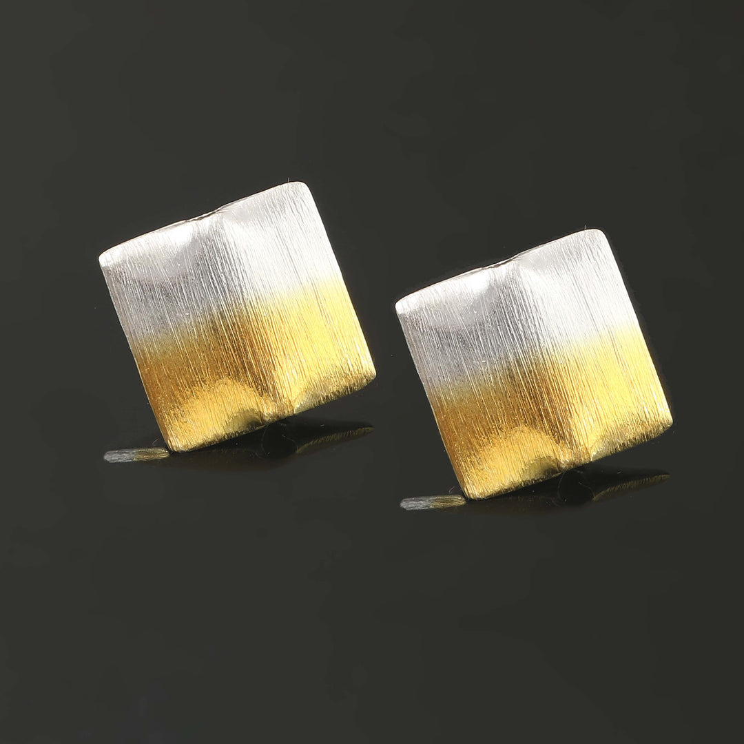 Silver Dual Tone Classic Stud Earrings