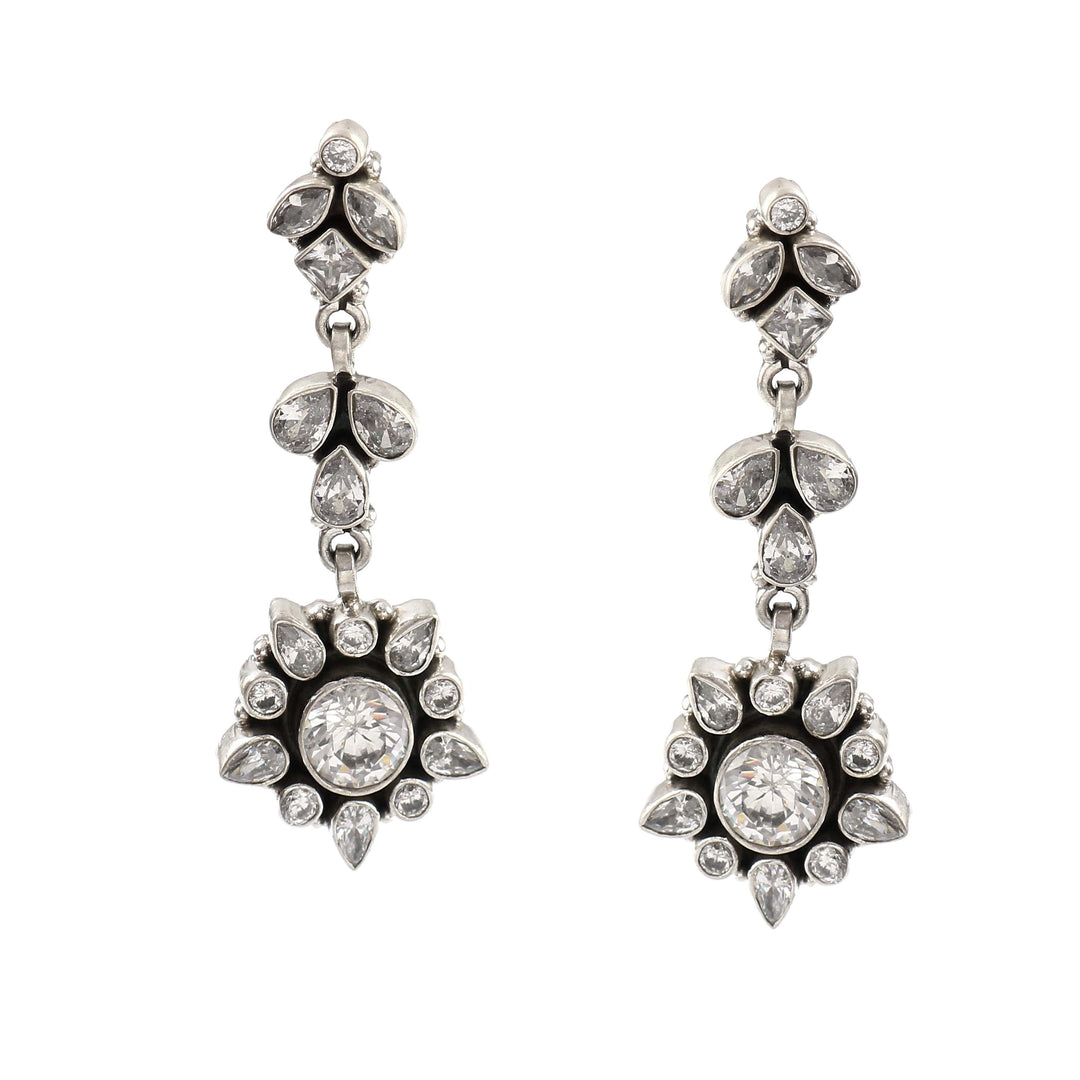 Silver Zircon Stone Stud Earrings