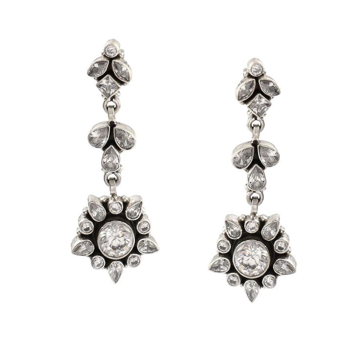 Silver Zircon Stone Stud Earrings
