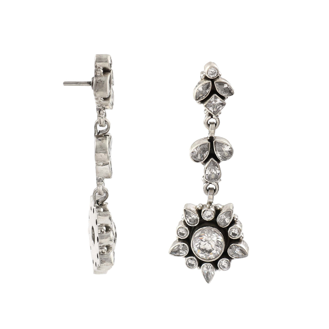 Silver Zircon Stone Stud Earrings