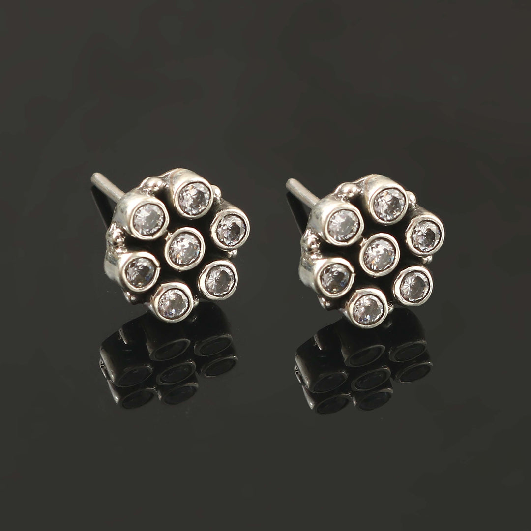 Silver Beautiful Floral Ear Studs