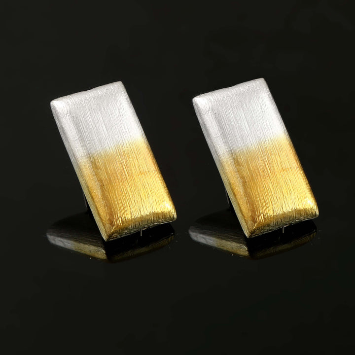 Silver Dual Tone Plated Stud Earrings
