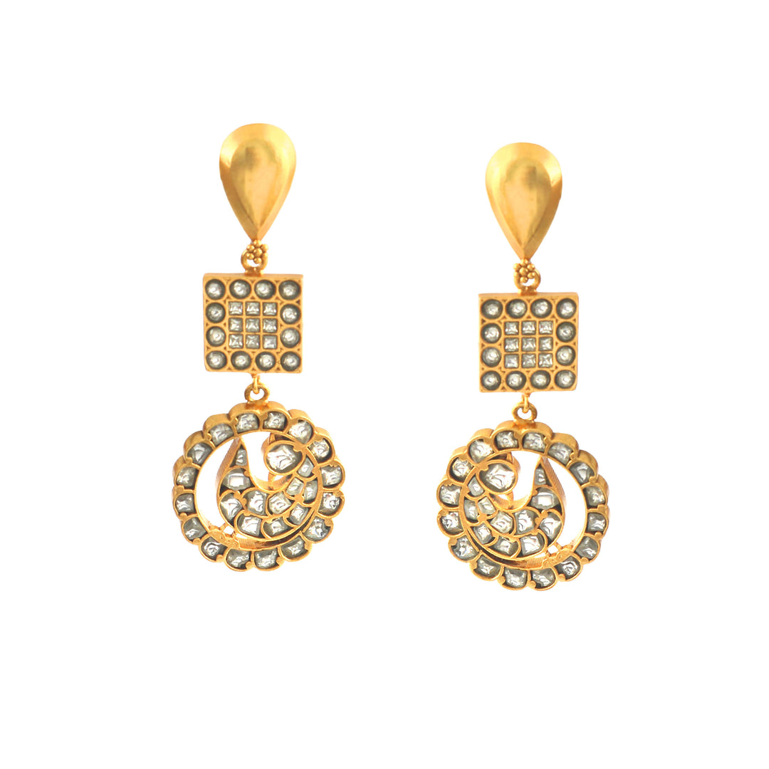 Gold Plated Silver Kundan-Jadau Danglers