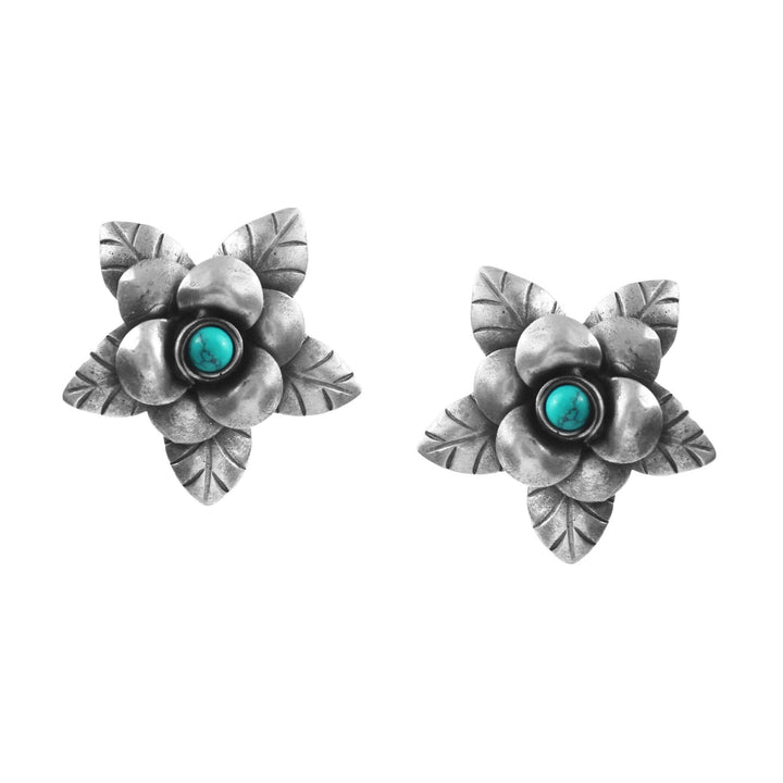 Silver Floral Firoza Ear Studs