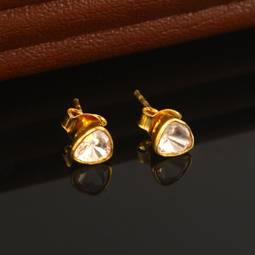 Gold Plated Silver Moissanite Ear Tops