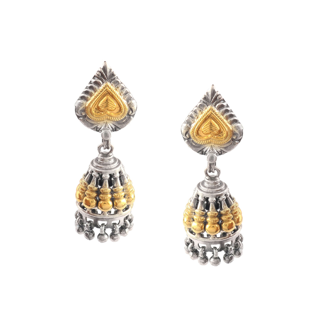 Dual Tone Silver Stud Jhumki