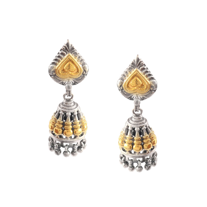 Dual Tone Silver Stud Jhumki