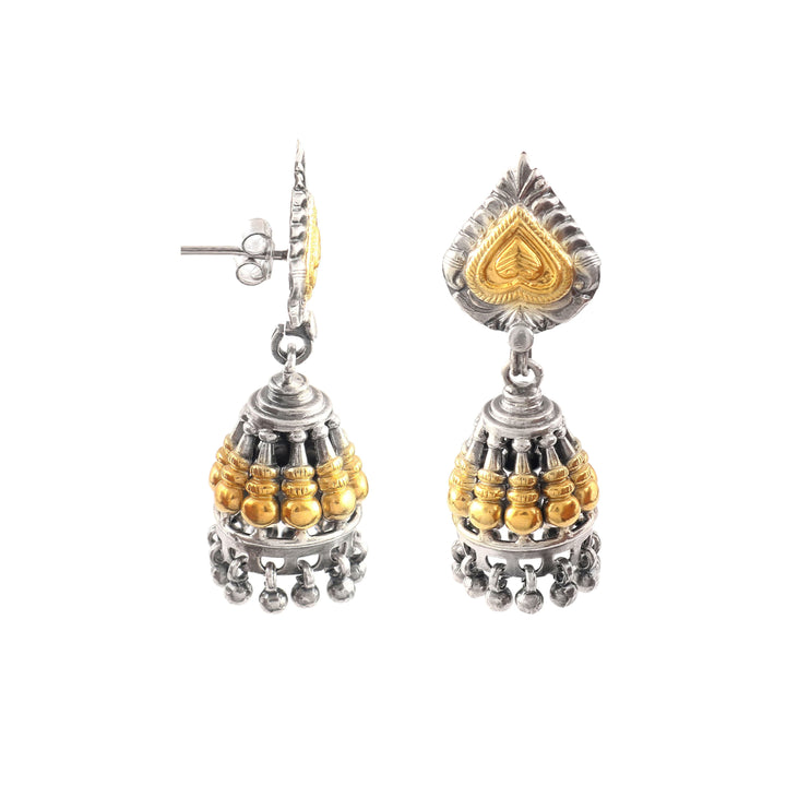 Dual Tone Silver Stud Jhumki