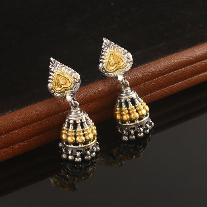 Dual Tone Silver Stud Jhumki