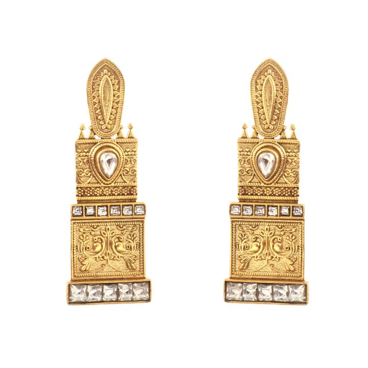 Gold Plated Silver Kundan Stud Earrings