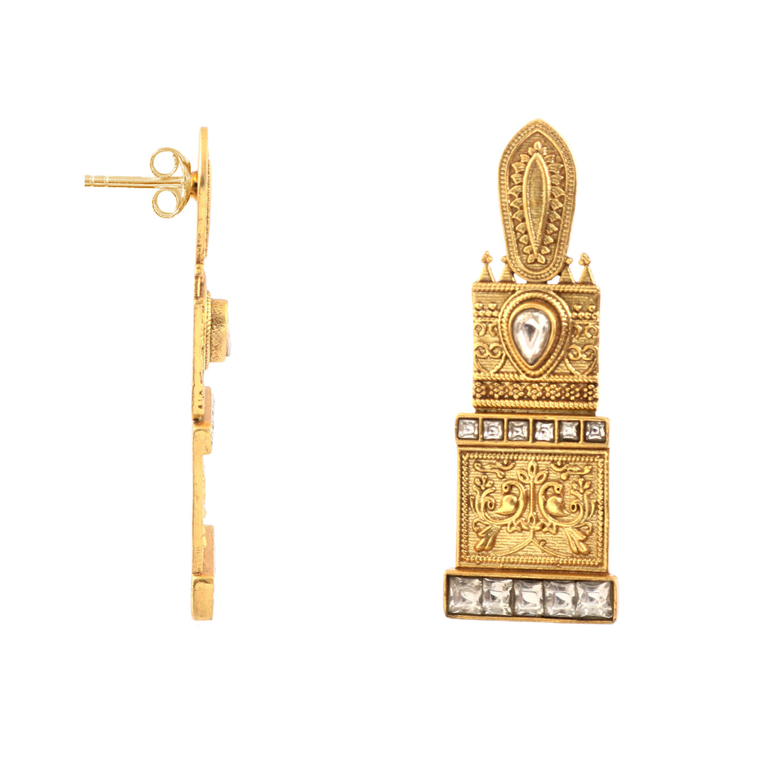 Gold Plated Silver Kundan Stud Earrings