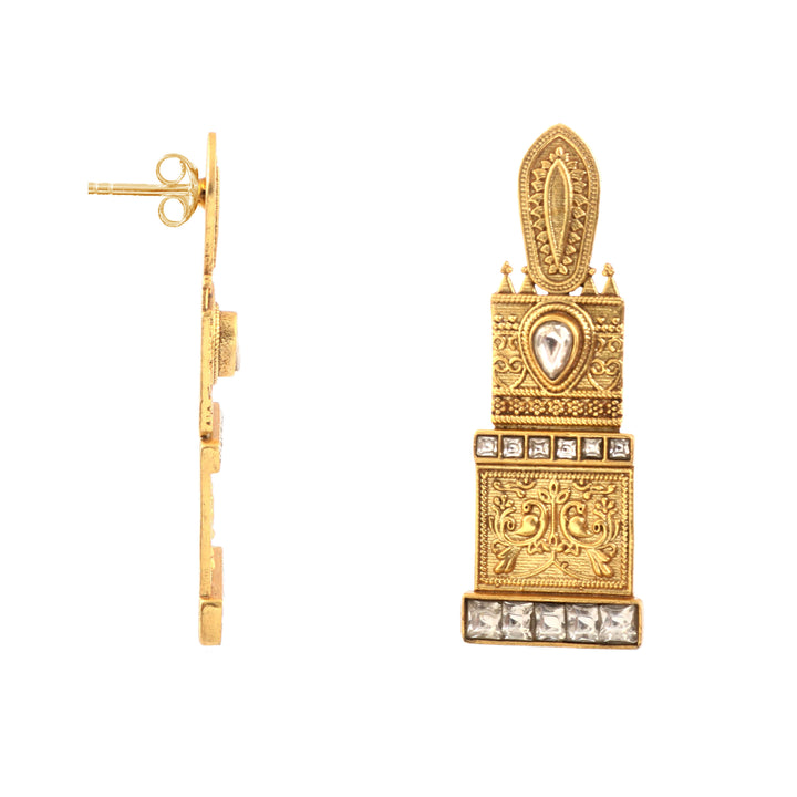 Gold Plated Silver Kundan Stud Earrings