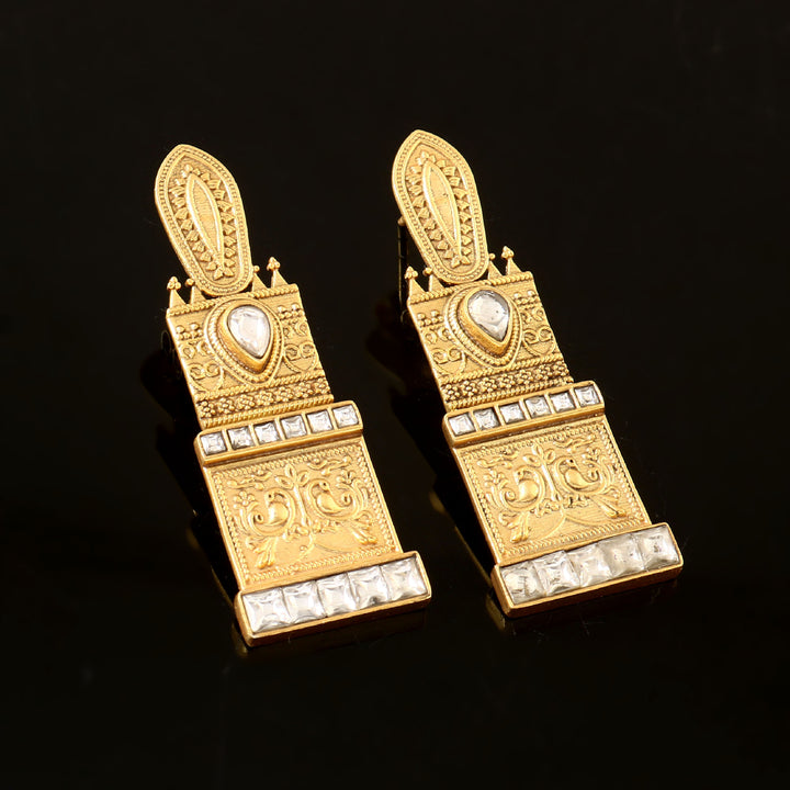 Gold Plated Silver Kundan Stud Earrings