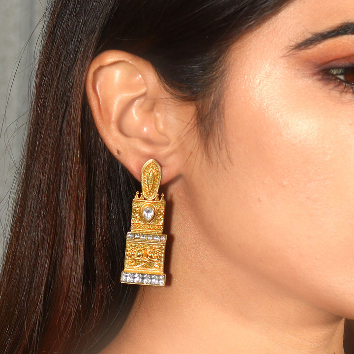 Gold Plated Silver Kundan Stud Earrings