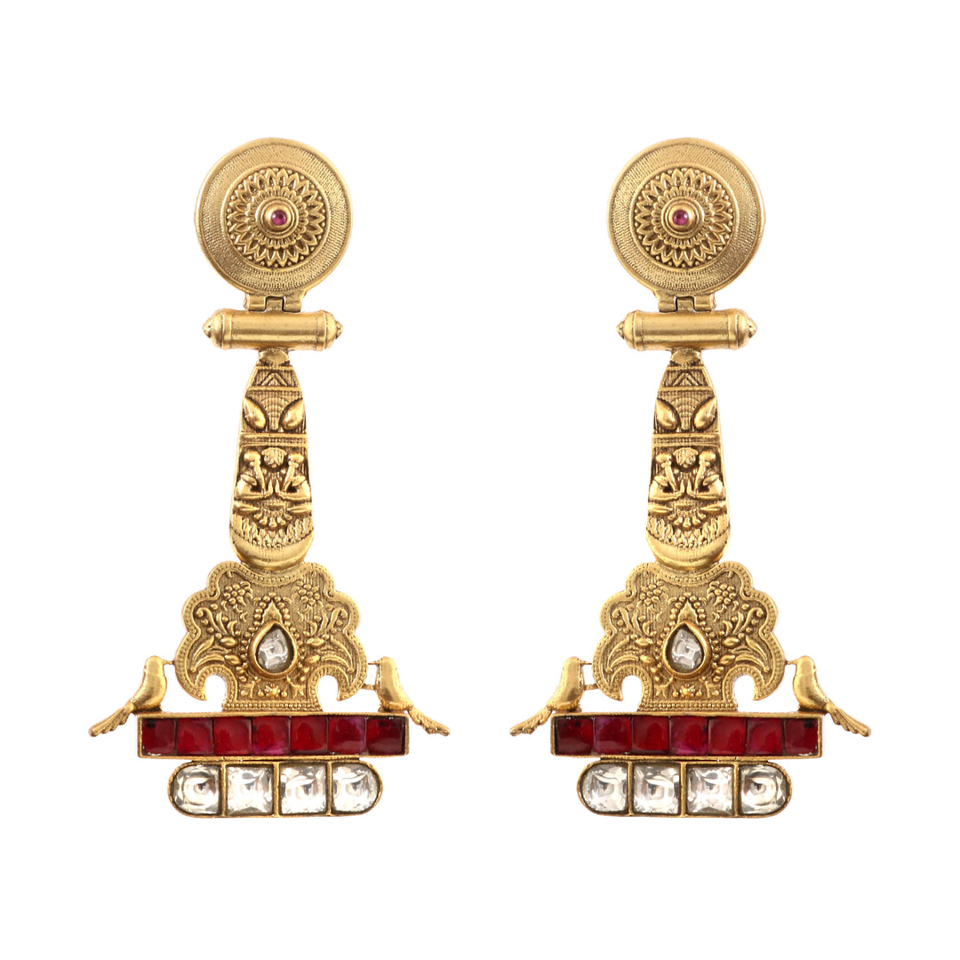 Gold Plated Silver Kundan Stud Earrings