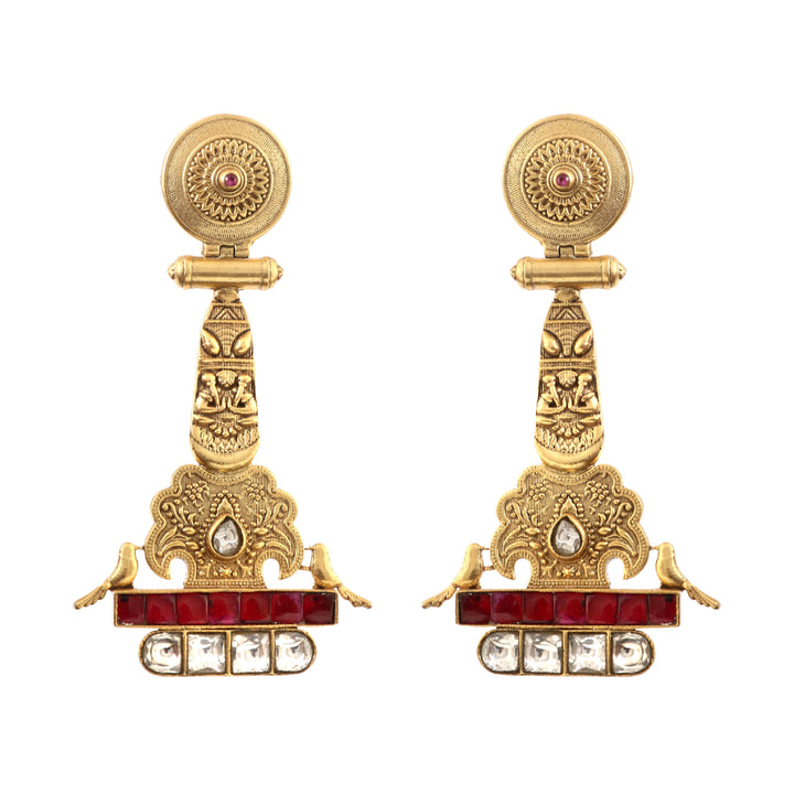 Gold Plated Silver Kundan Stud Earrings
