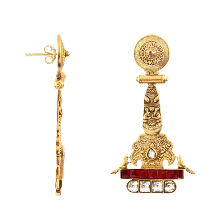Gold Plated Silver Kundan Stud Earrings