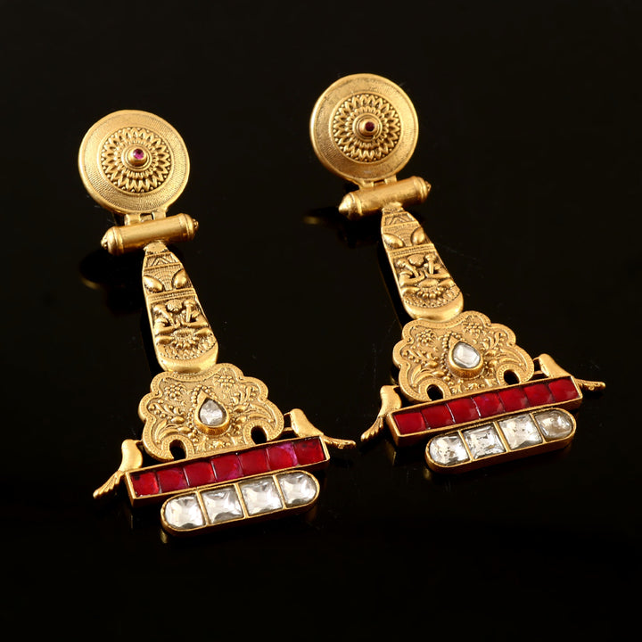 Gold Plated Silver Kundan Stud Earrings
