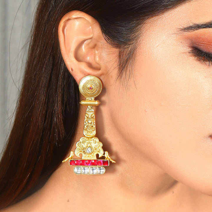 Gold Plated Silver Kundan Stud Earrings